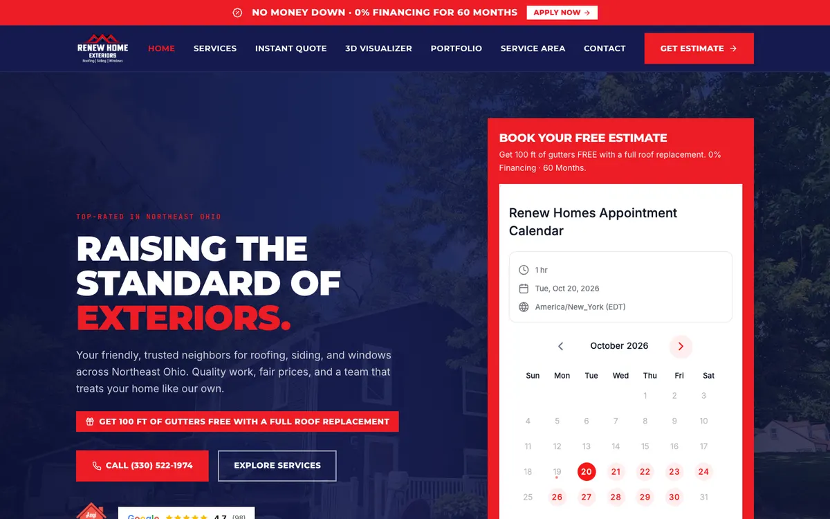 Renew Home Exteriors home page