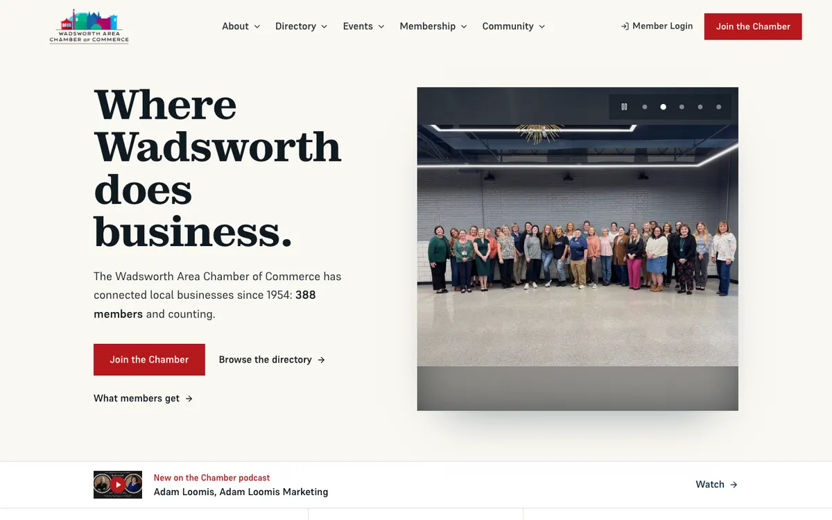 Wadsworth Area Chamber of Commerce home page